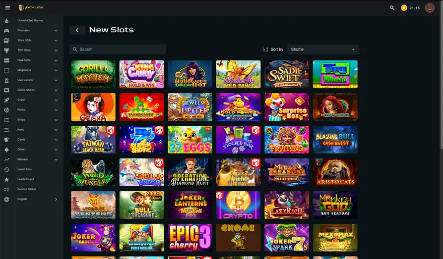 Anon Casino Desktop Screenshot 2