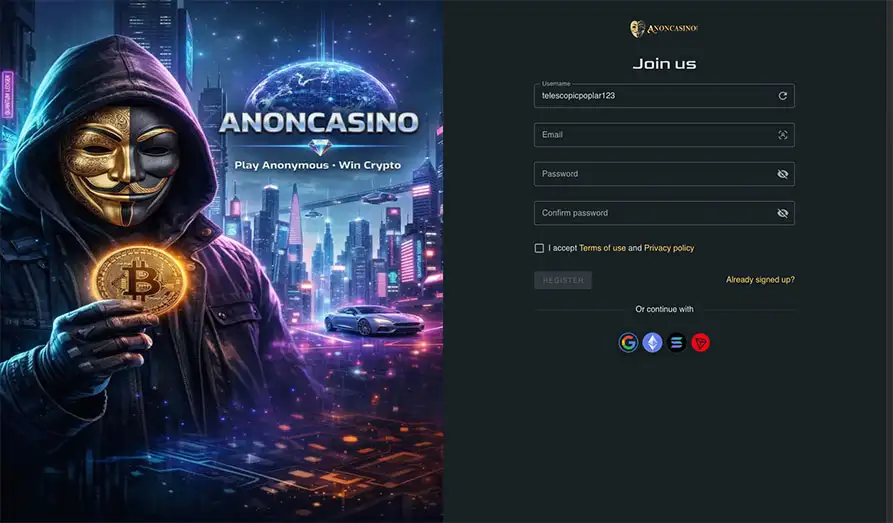 Anon Casino Desktop Screenshot 4