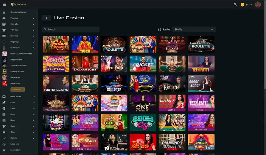 Anon Casino Desktop Screenshot 3