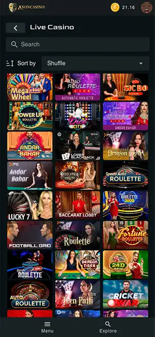 Anon Casino Mobile Screenshot 2
