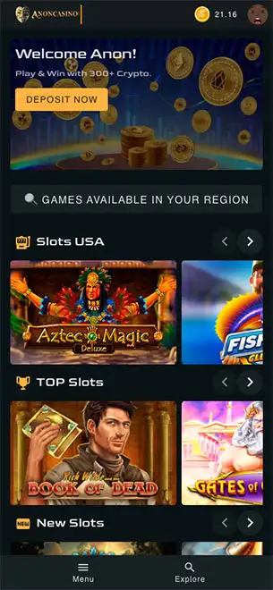 Anon Casino Mobile Screenshot 1