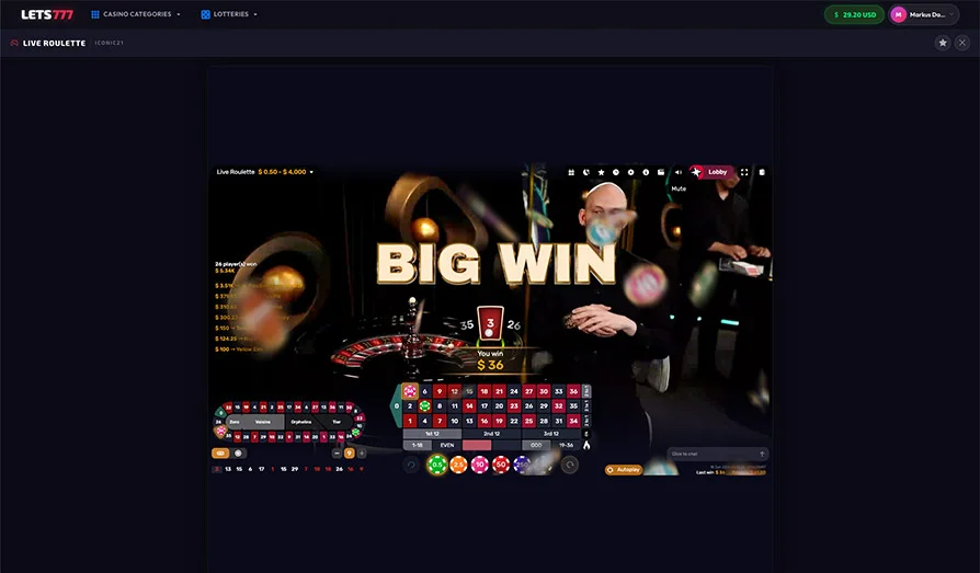 Lets777 Casino Desktop Screenshot 1