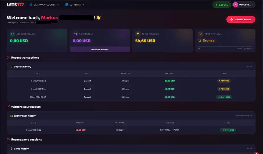 Lets777 Casino Desktop Screenshot 5
