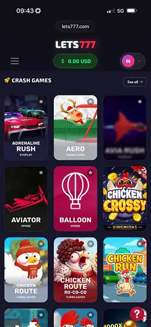 Lets777 Casino Mobile Screenshot 2