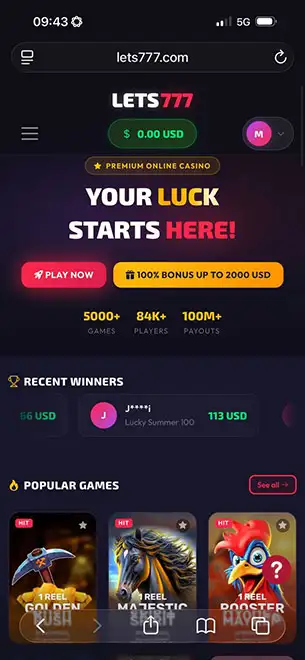 Lets777 Casino Mobile Screenshot 3