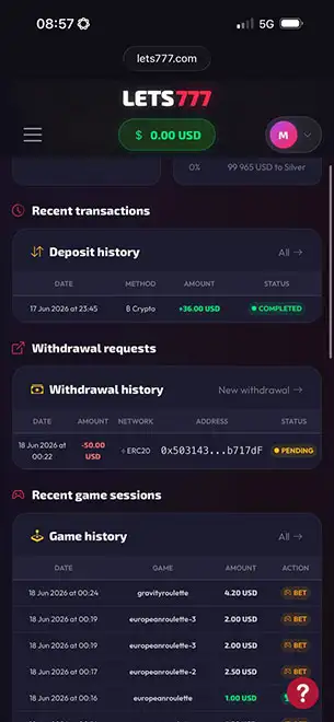 Lets777 Casino Mobile Screenshot 1