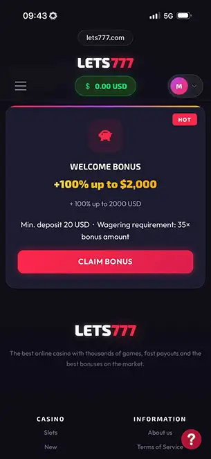 Lets777 Casino Mobile Screenshot 4