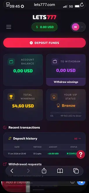 Lets777 Casino Mobile Screenshot 5