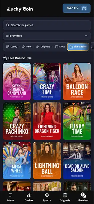 Lucky Coin Casino Mobile Screenshot 2
