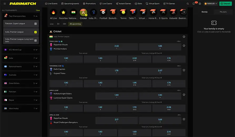 Parimatch Desktop Screenshot 8